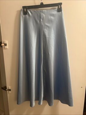 Light Blue Satin Midi Skirt S
